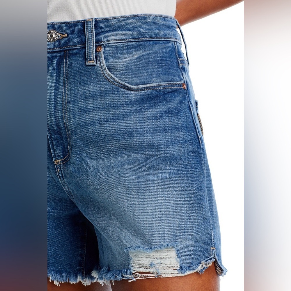 PAIGE Dani High Rise Denim Shorts NWT Leela Deconstructed Size 26 - Picture 5 of 15
